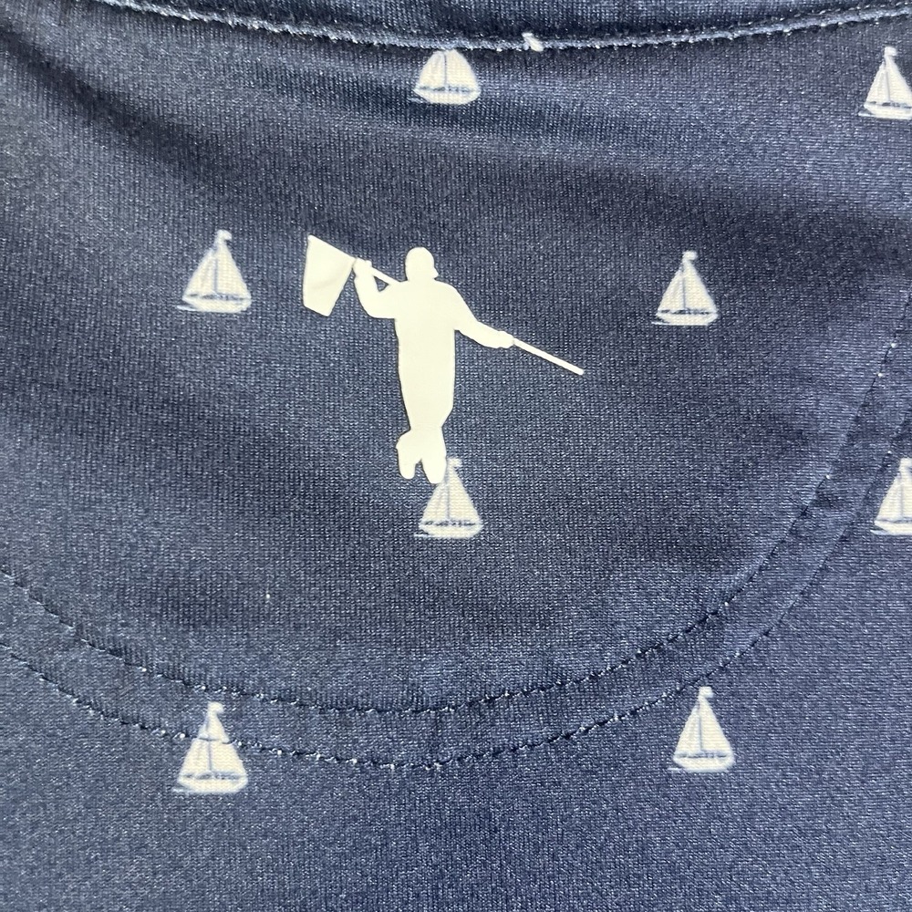 Anderson Ord Men Size L Performance Short Sleeve Golf Polo Shirt boat print - Picture 8 of 8